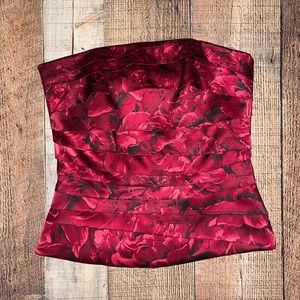 WHBM | Red & Black Floral Bustier